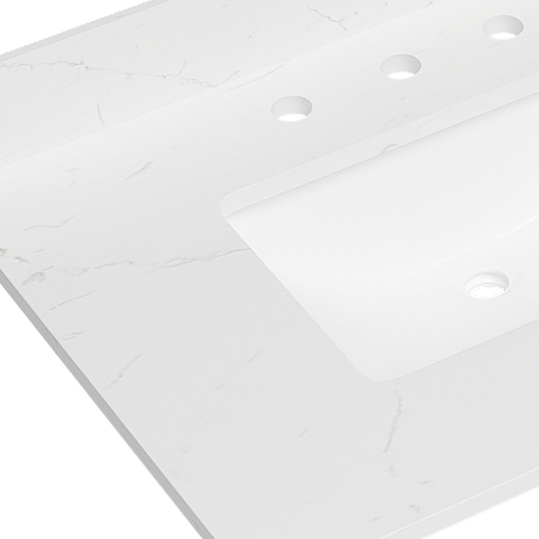 Deluxe Living 61'' Quartz Vanity Top with Double Sinks and Faucet Holes Wayfair Canada